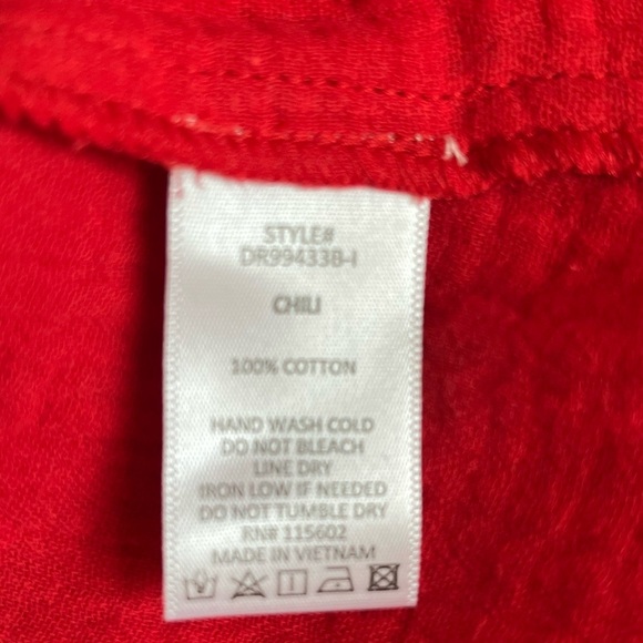 NWT LUSH Red Cotton Shoulder Tie Dress Women’s Size Medium - Picture 5 of 13